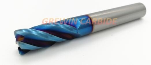 Fraise en bout bleue nanoe de rayon de coin de carbure Tungstan 0.01mm